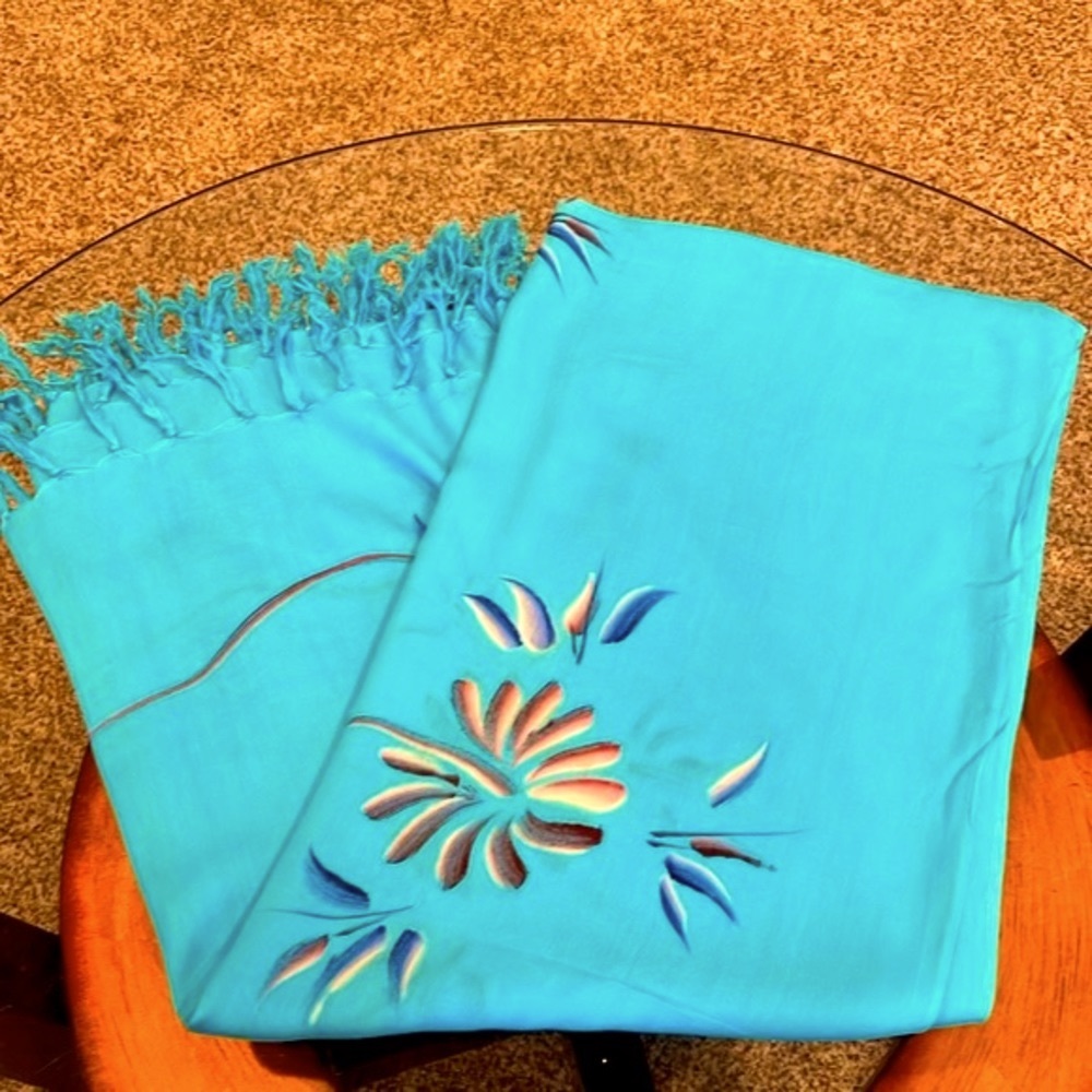 sarong wrap dress swim cover up or scarf from Hibiscus Collection hand painted - Picture 3 of 9